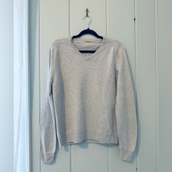 J. Crew Cotton Cashmere V-Neck Sweater / Gray / S - Picture 1 of 10